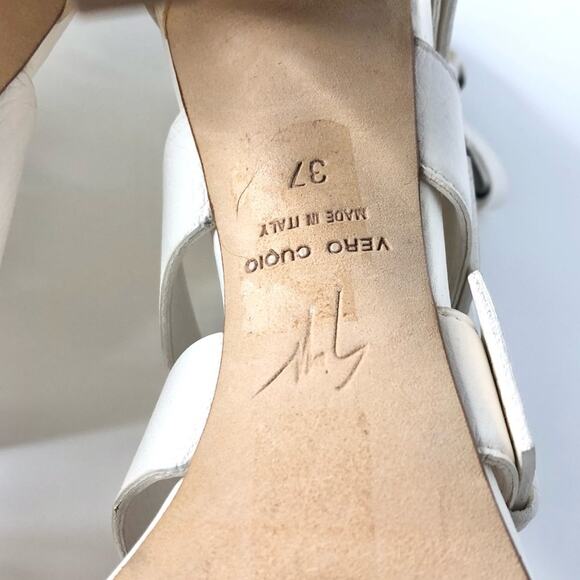 Giuseppe Zanotti Strappy Buckle White Leather Heeled Sandals 37 - Picture 10 of 10